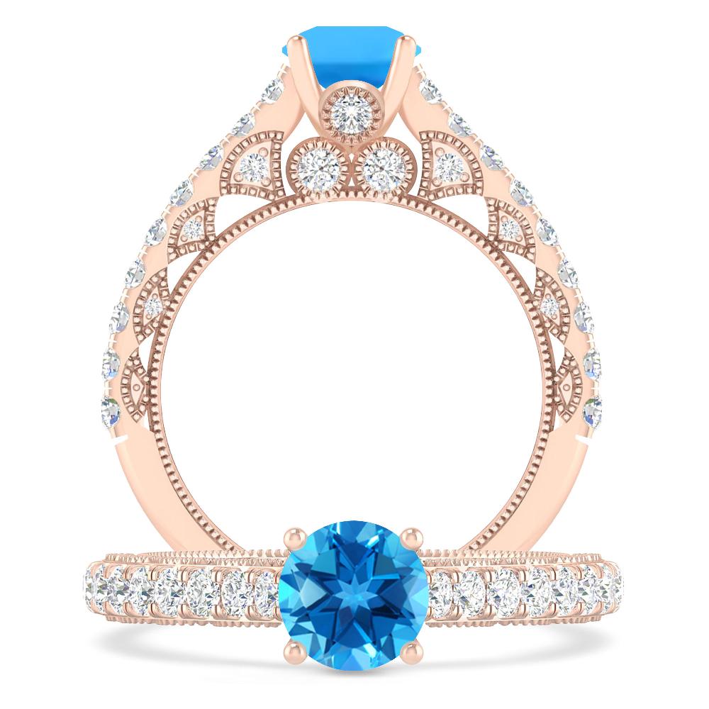 Rose Gold - Blue Topaz