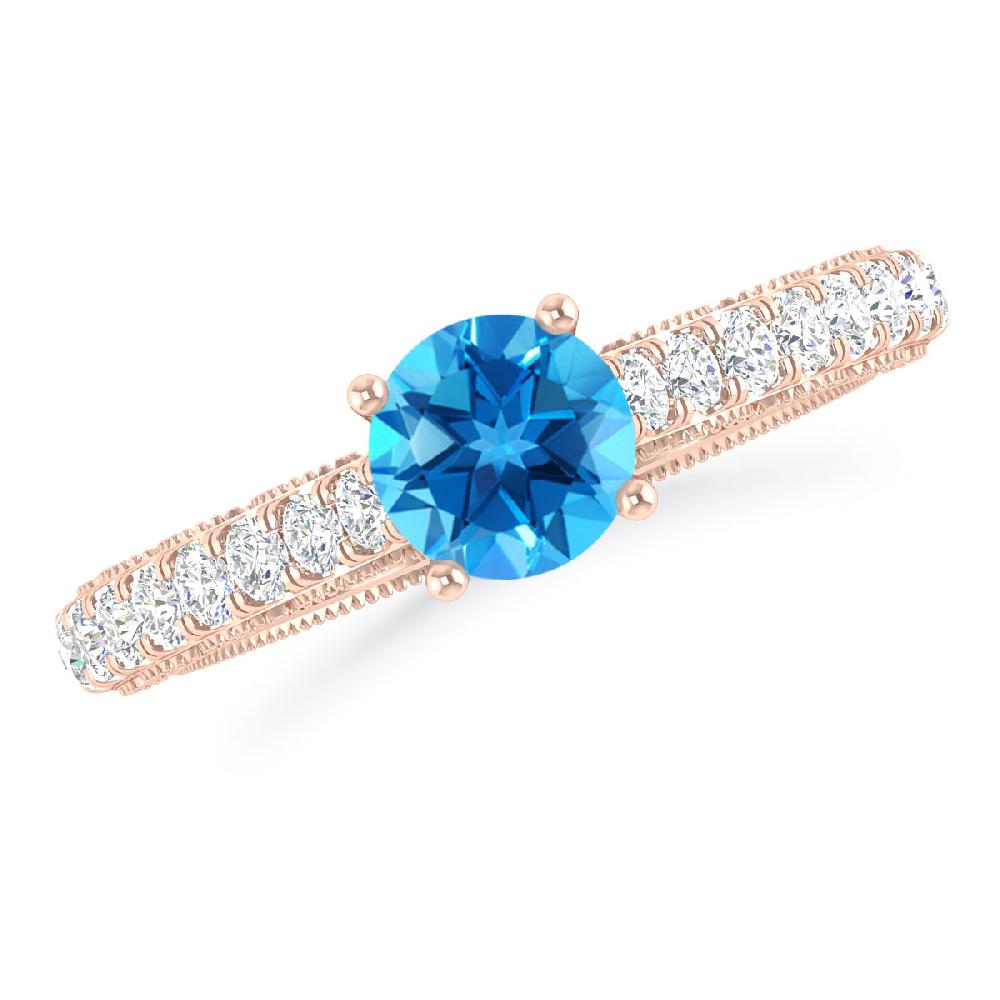 Rose Gold - Blue Topaz