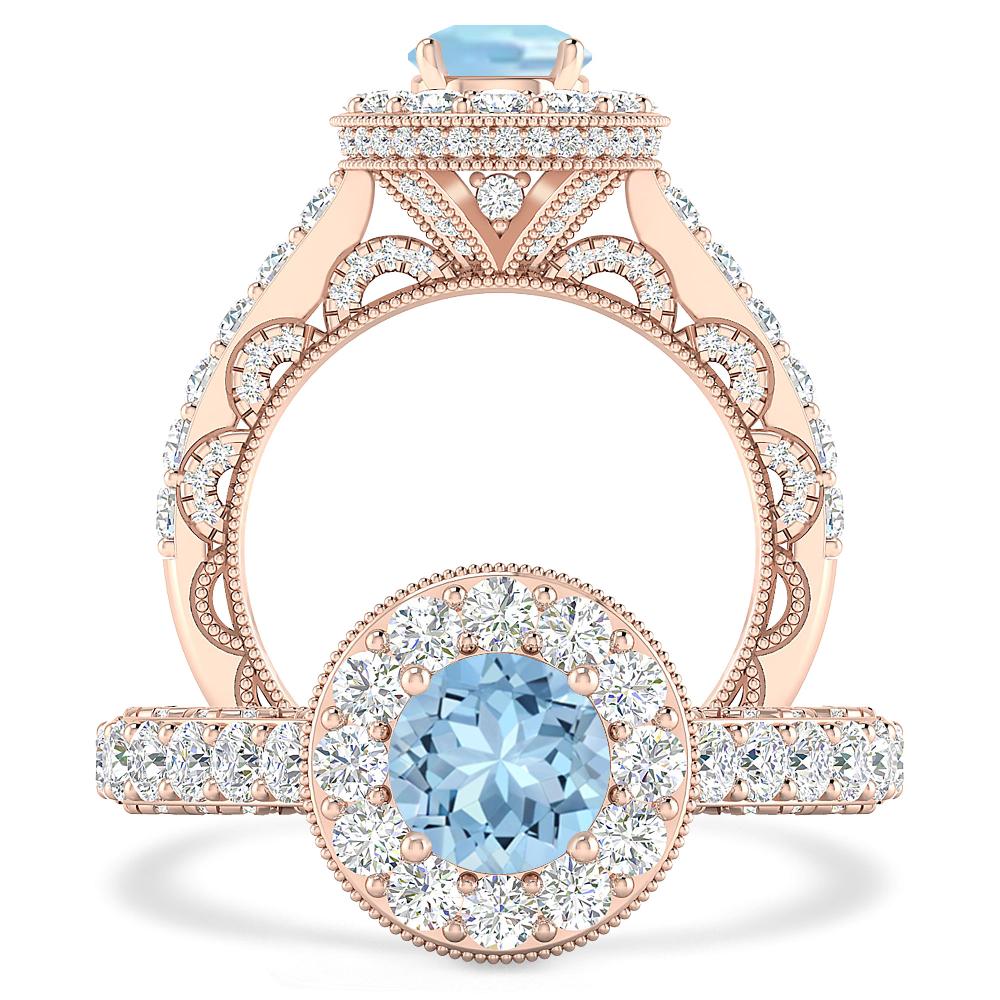 Rose Gold - Aquamarine