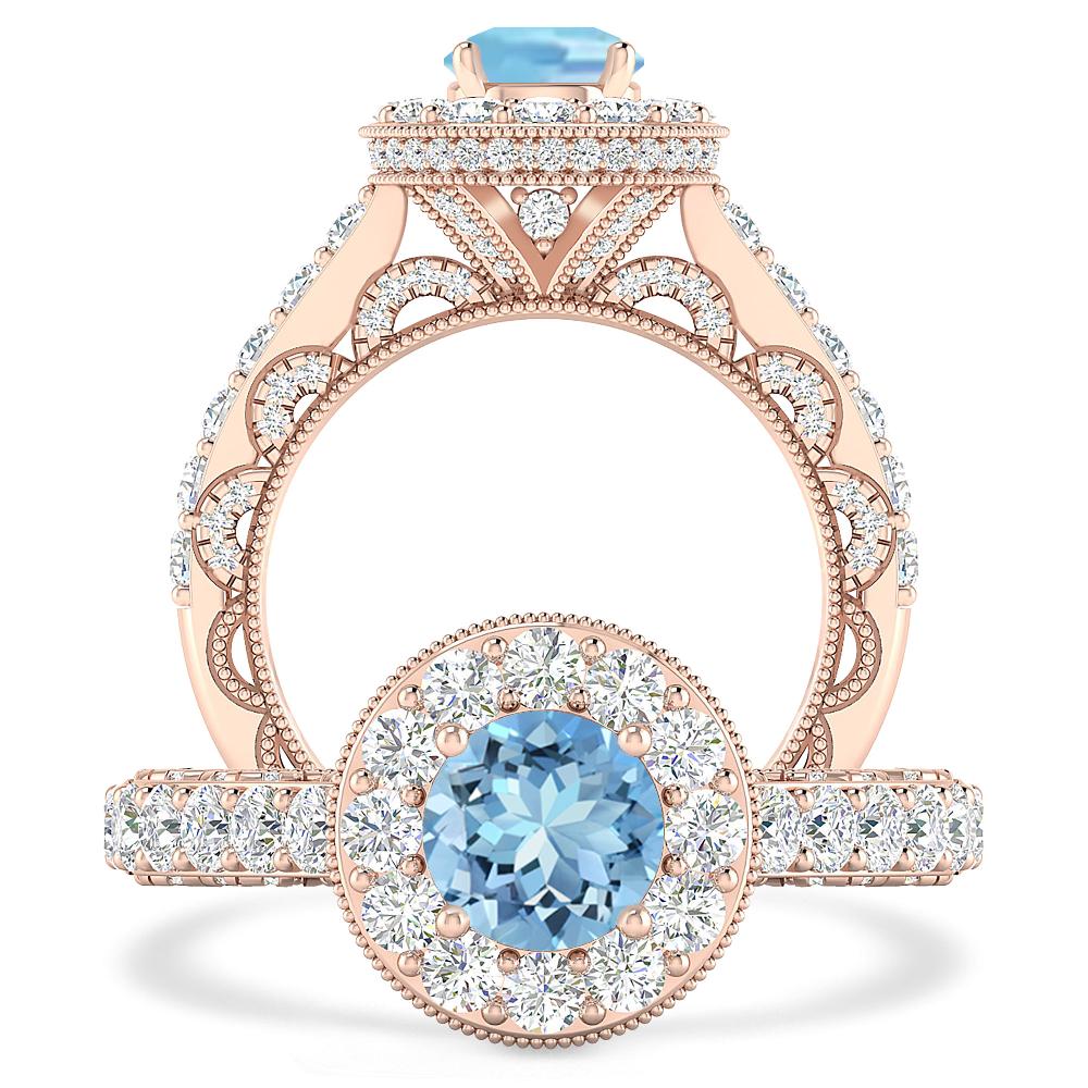 Rose Gold - Aquamarine