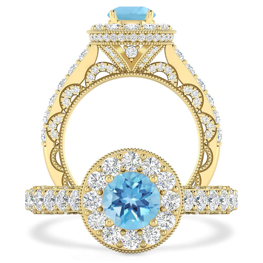 Yellow Gold - Blue Topaz