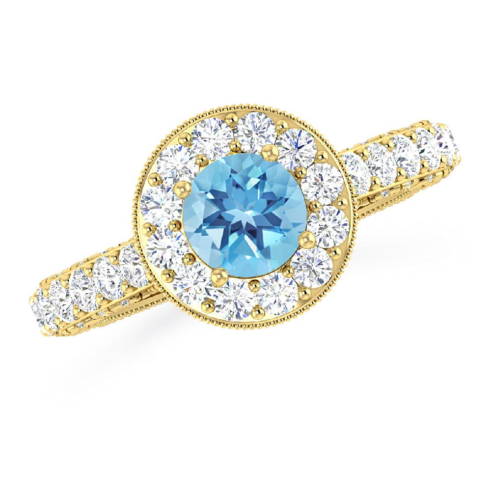 Yellow Gold - Blue Topaz