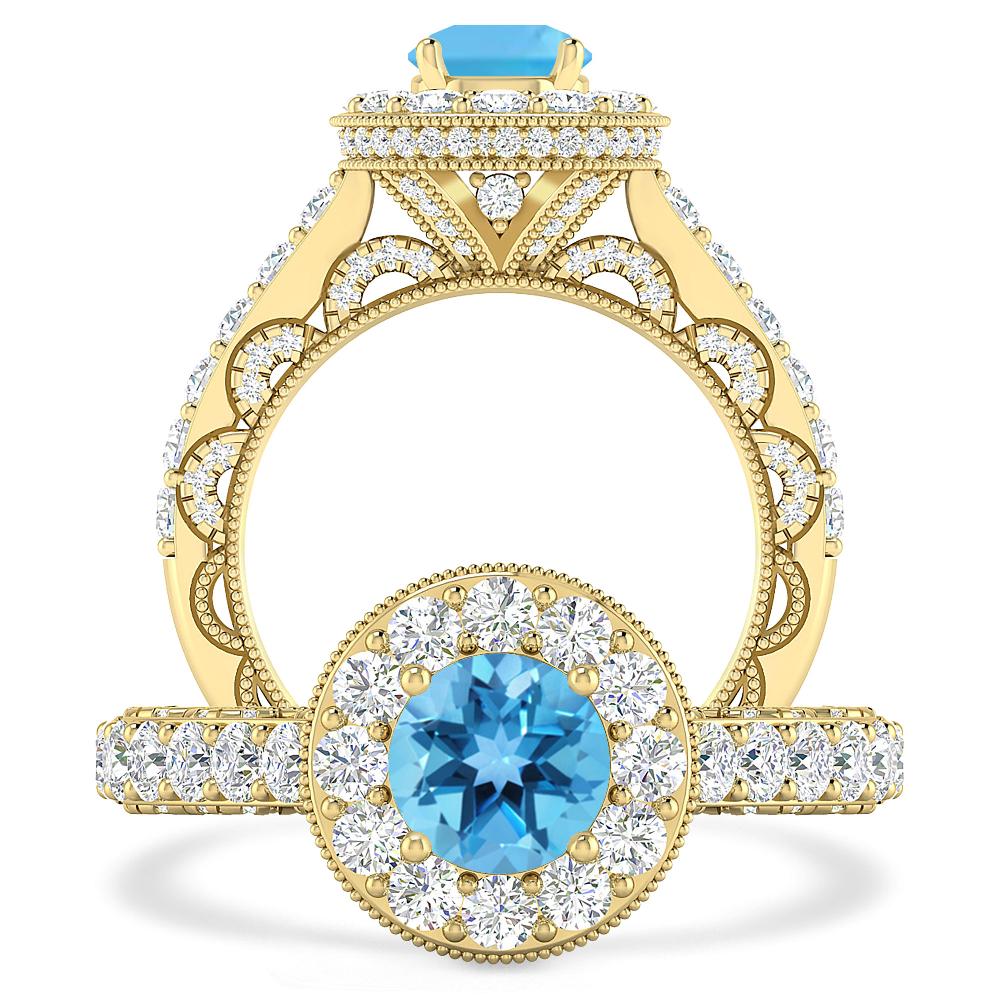 Yellow Gold - Blue Topaz