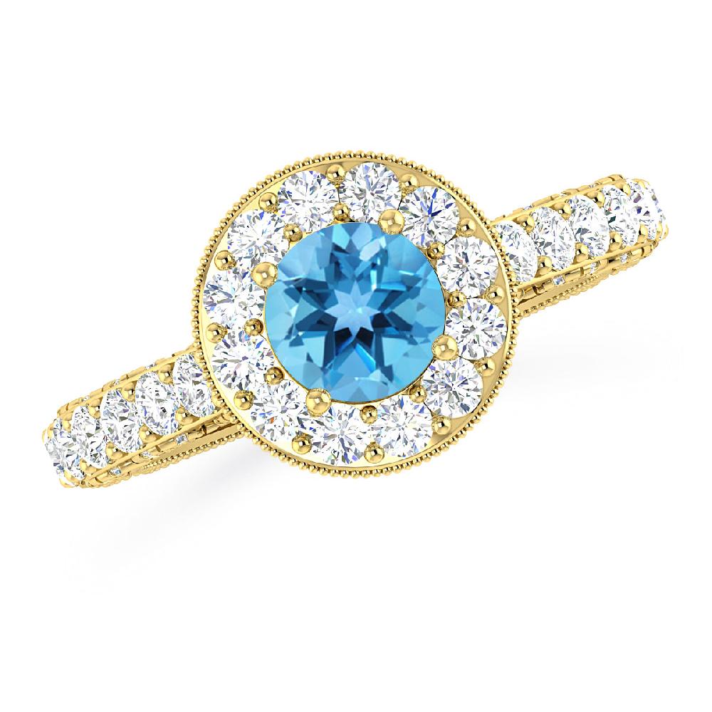 Yellow Gold - Blue Topaz