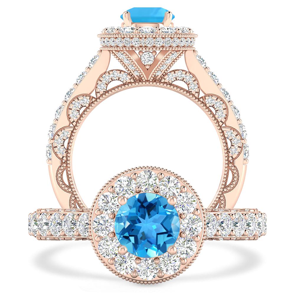 Rose Gold - Blue Topaz