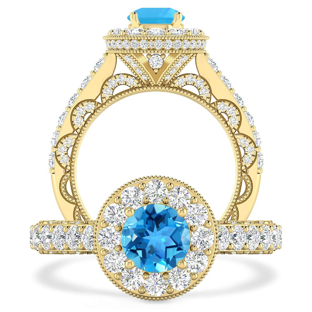 Yellow Gold - Blue Topaz