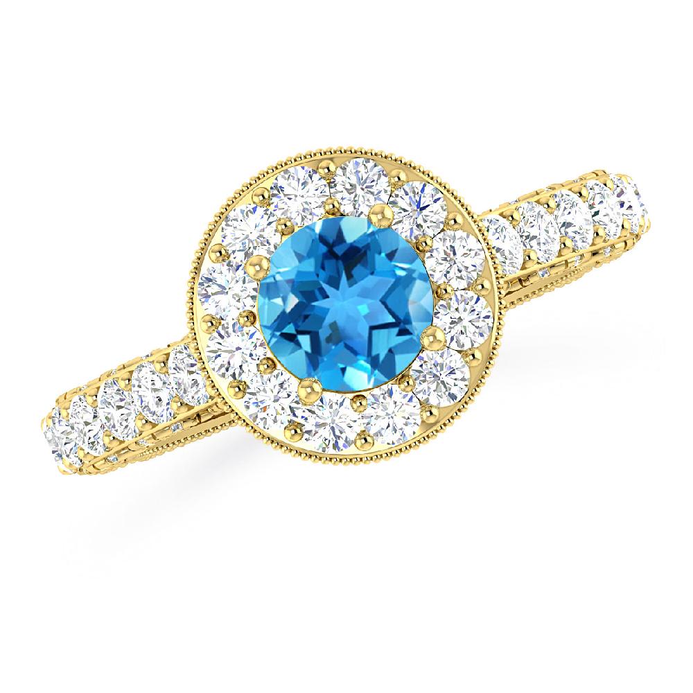 Yellow Gold - Blue Topaz