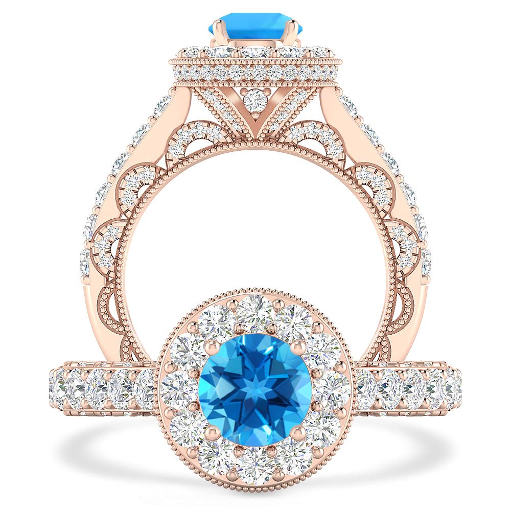 Rose Gold - Blue Topaz