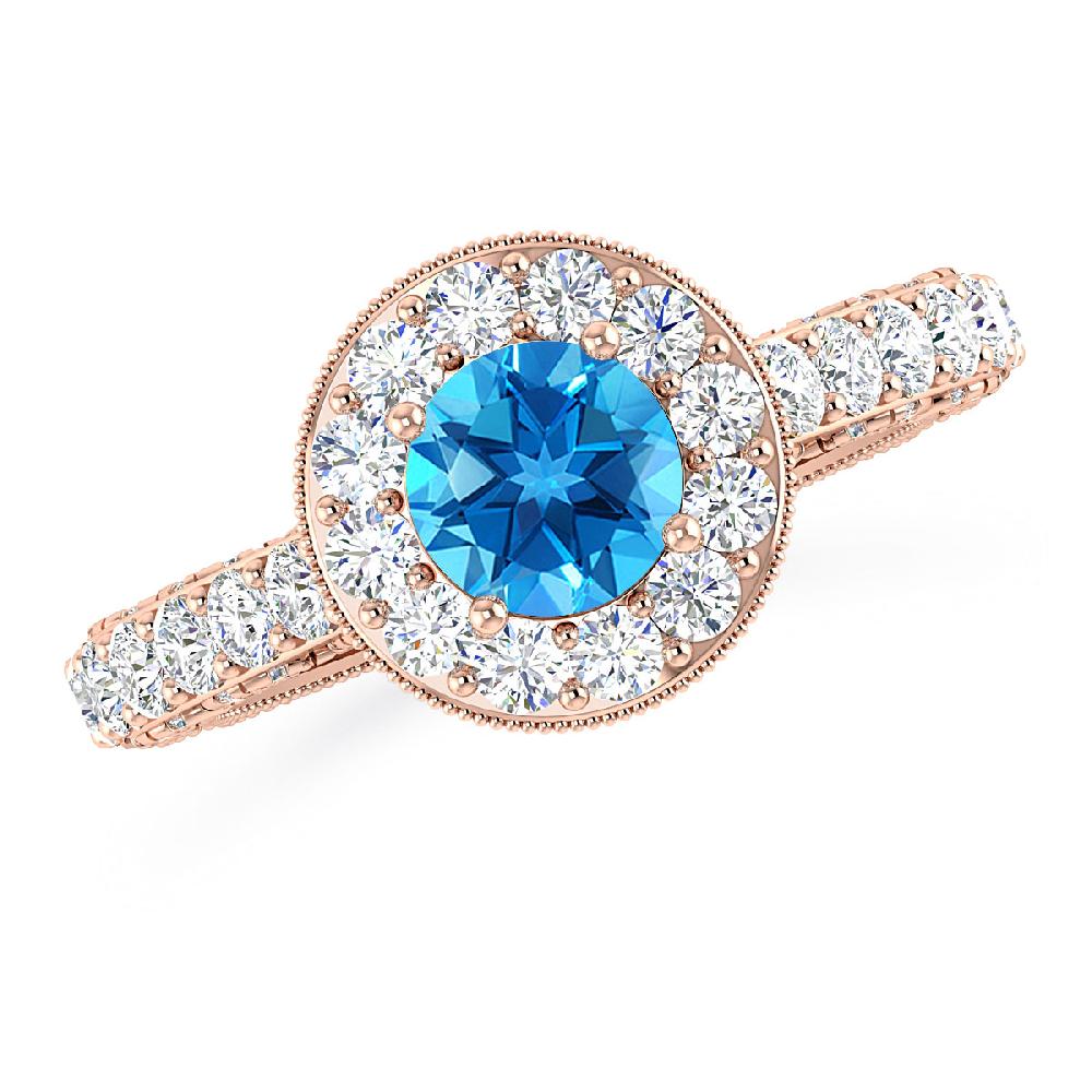 Rose Gold - Blue Topaz