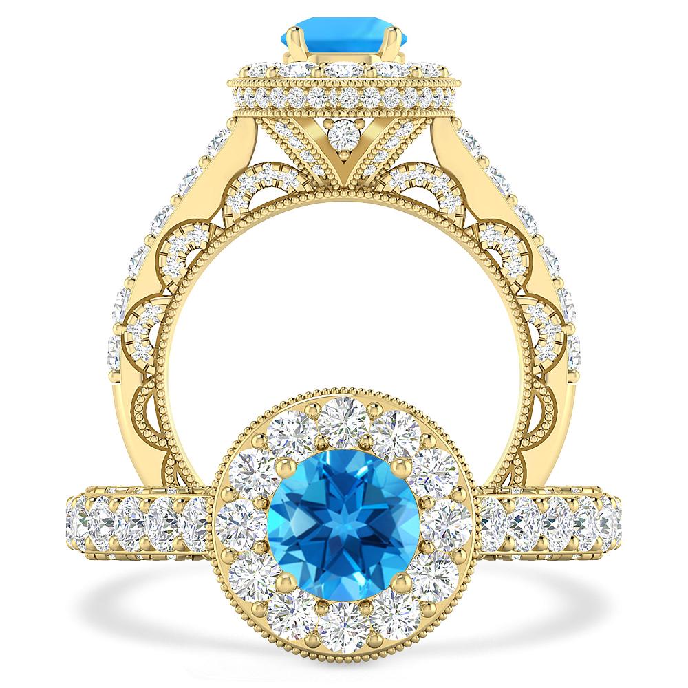 Yellow Gold - Blue Topaz