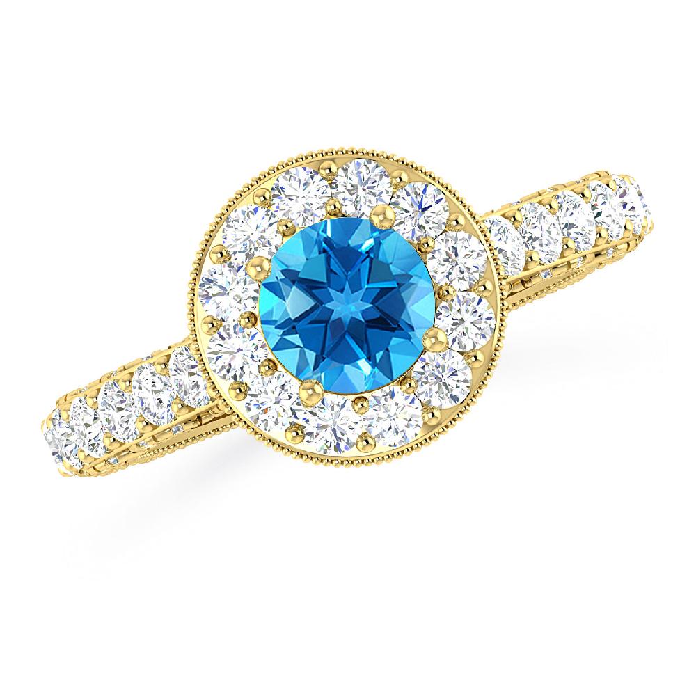 Yellow Gold - Blue Topaz