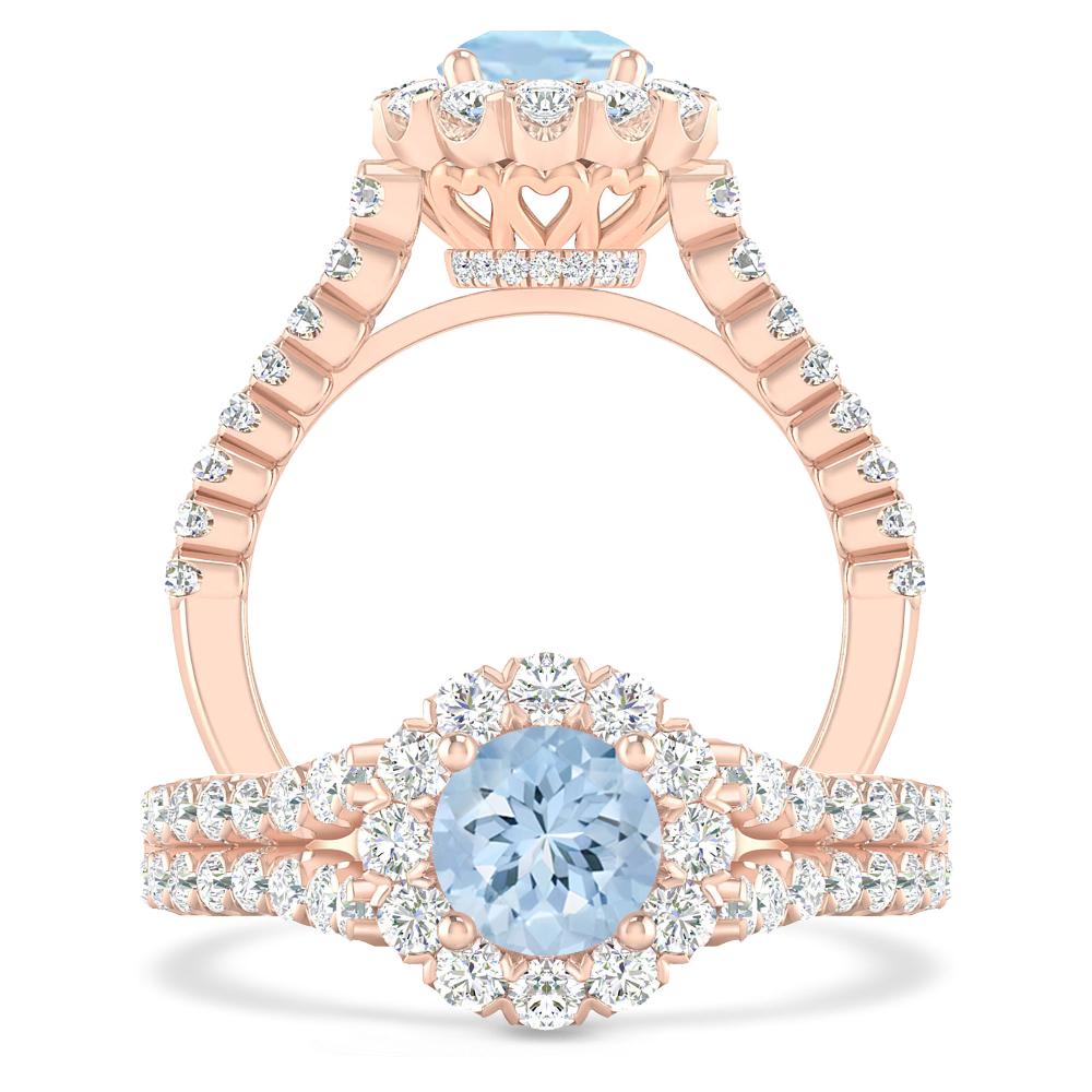 Rose Gold - Aquamarine