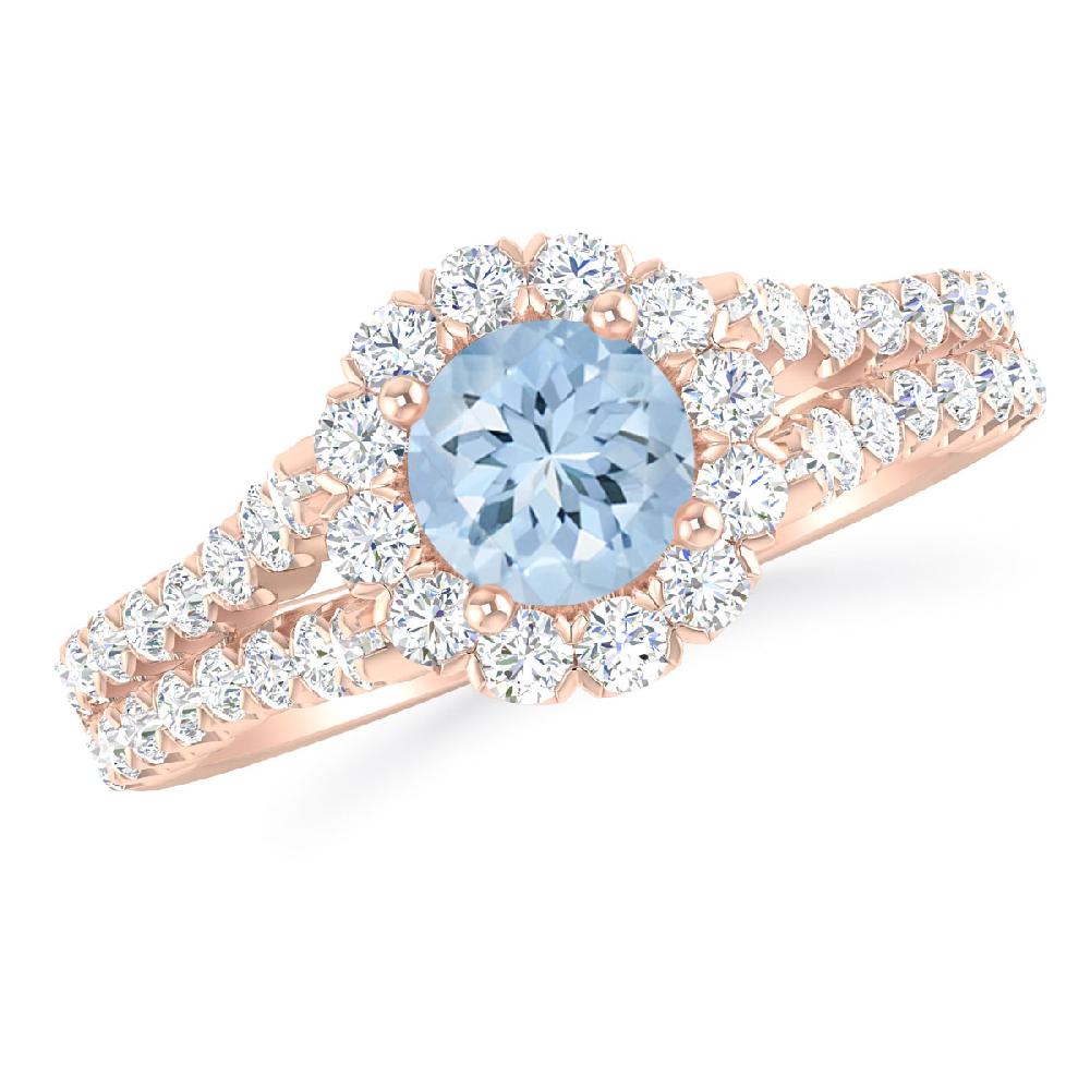 Rose Gold - Aquamarine