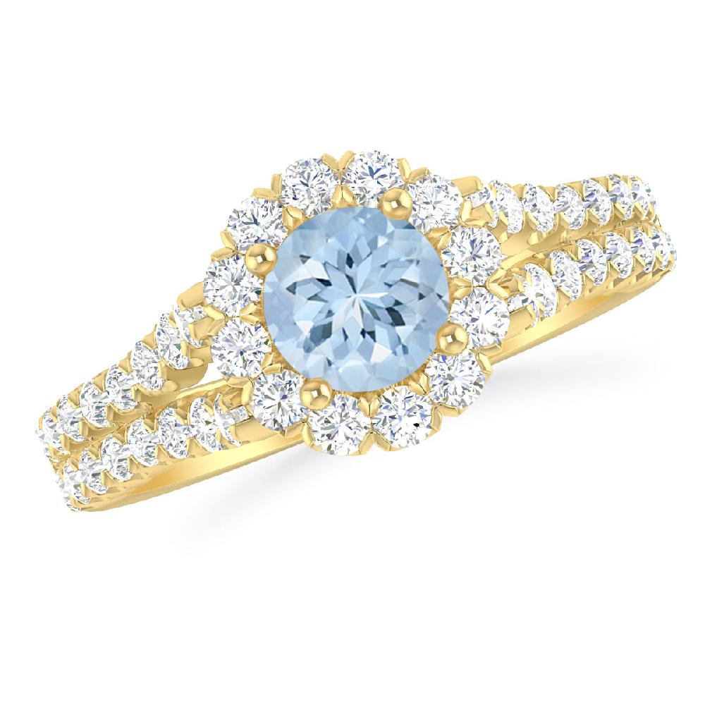 Yellow Gold - Aquamarine