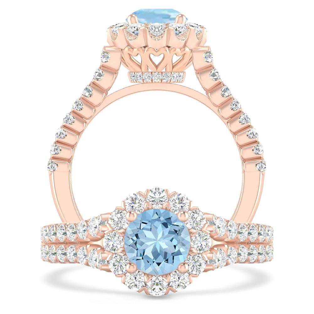 Rose Gold - Aquamarine