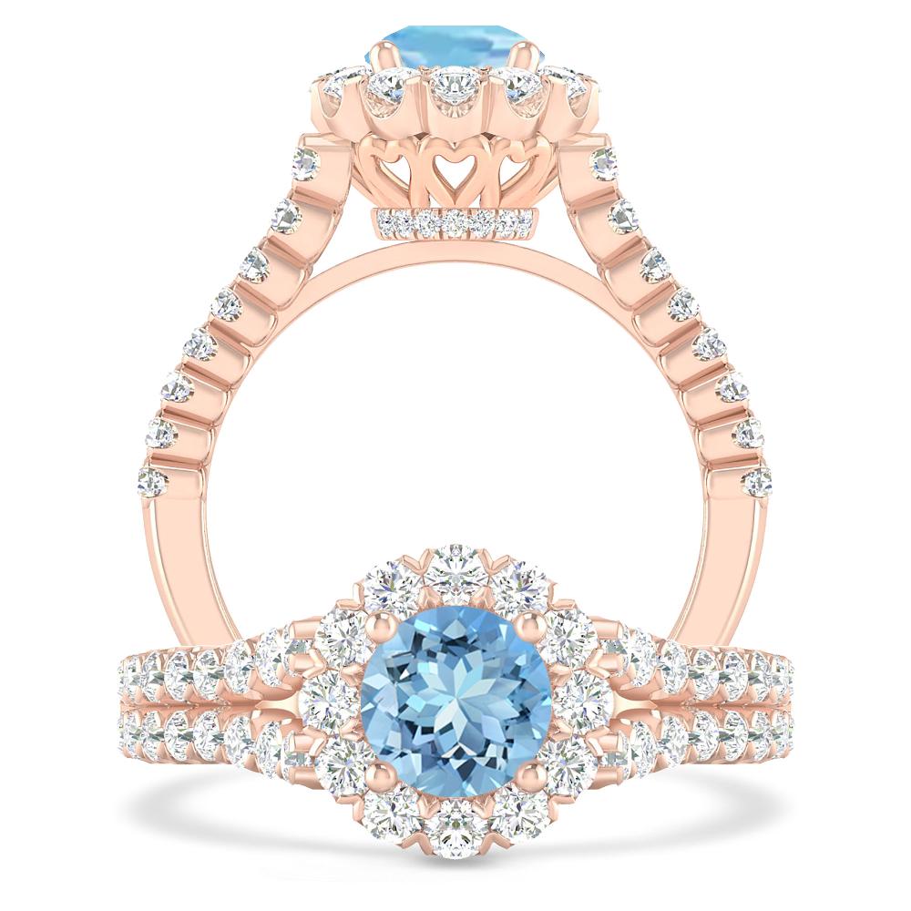 Rose Gold - Aquamarine