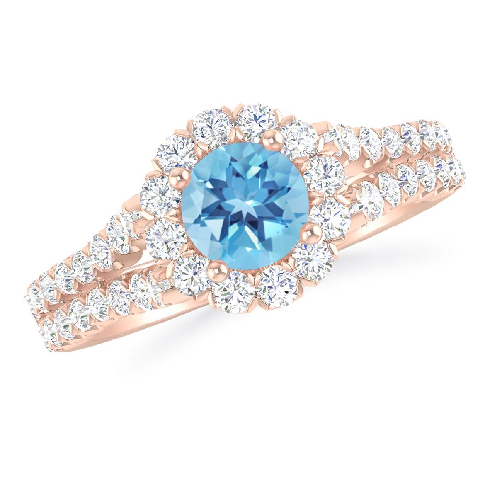 Rose Gold - Blue Topaz