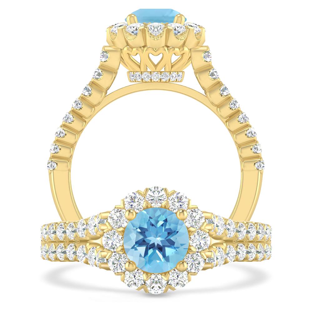 Yellow Gold - Blue Topaz