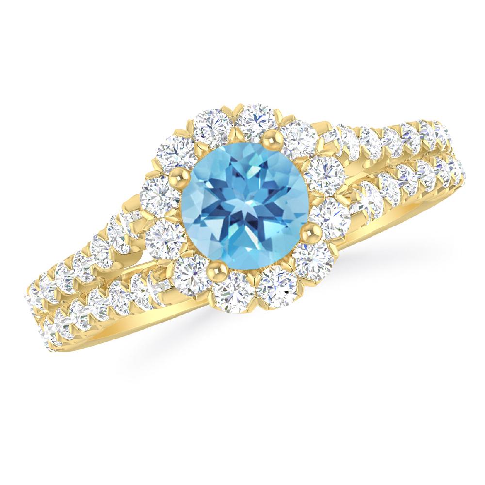 Yellow Gold - Blue Topaz