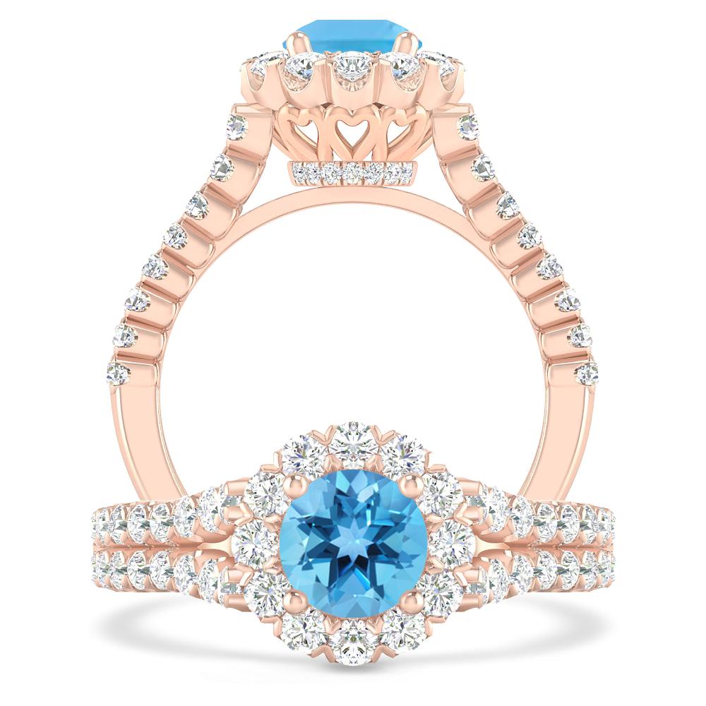 Rose Gold - Blue Topaz