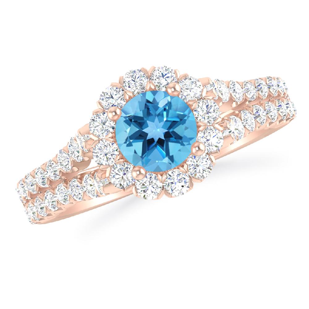 Rose Gold - Blue Topaz