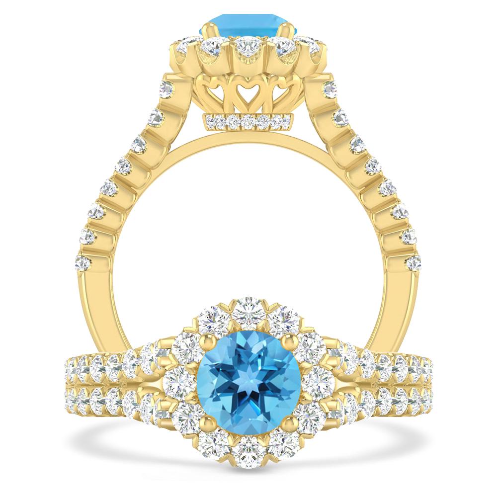 Yellow Gold - Blue Topaz