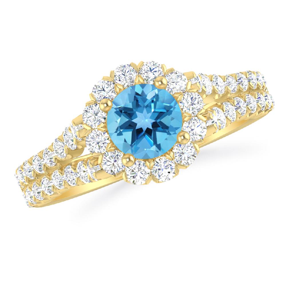 Yellow Gold - Blue Topaz