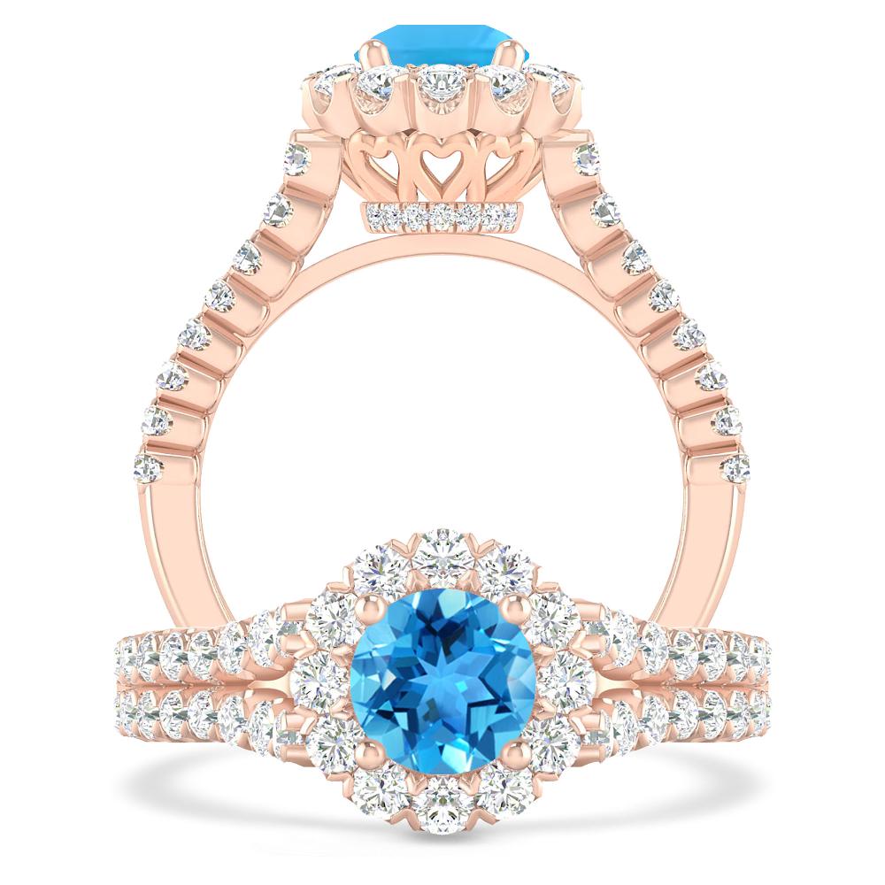 Rose Gold - Blue Topaz