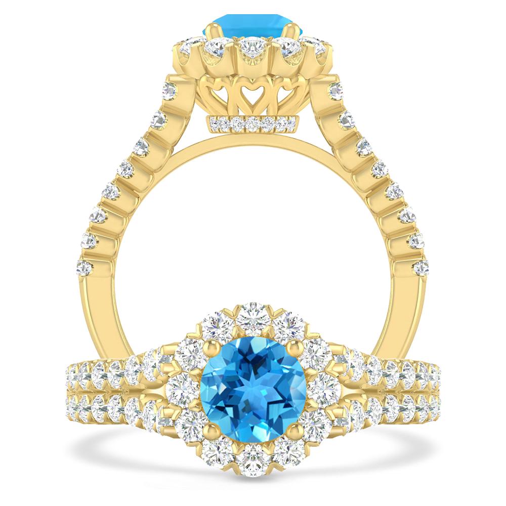 Yellow Gold - Blue Topaz