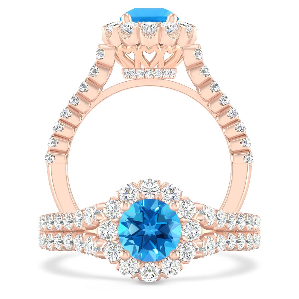 Rose Gold - Blue Topaz