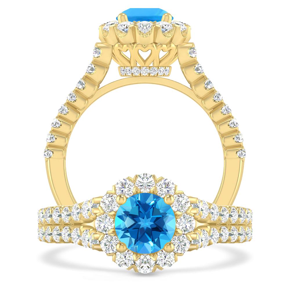 Yellow Gold - Blue Topaz