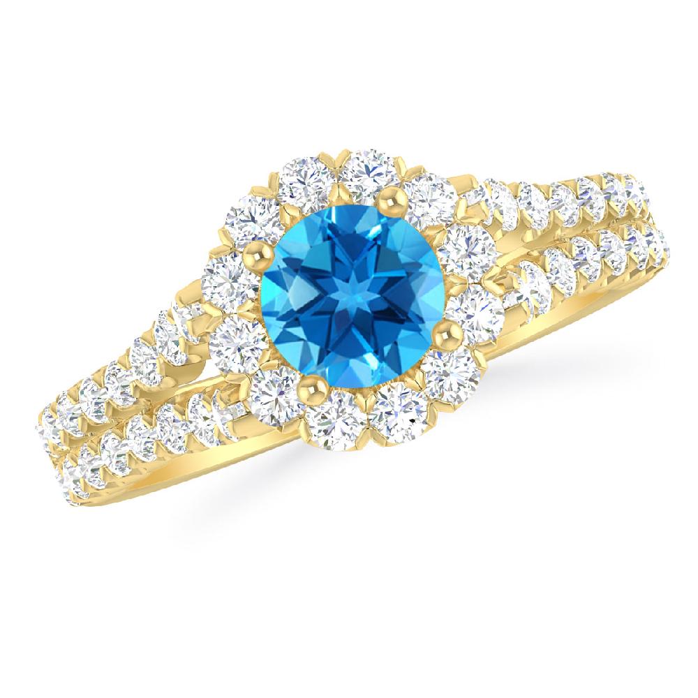 Yellow Gold - Blue Topaz