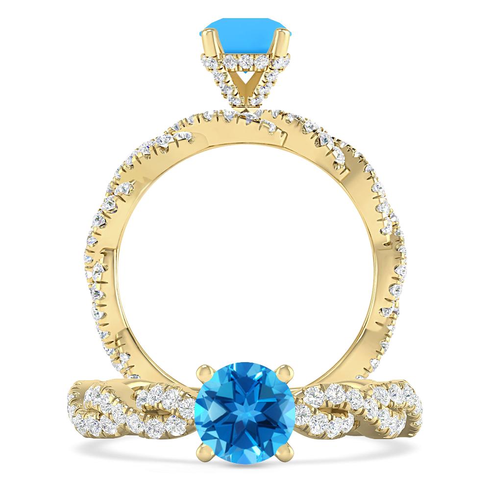 Yellow Gold - Blue Topaz