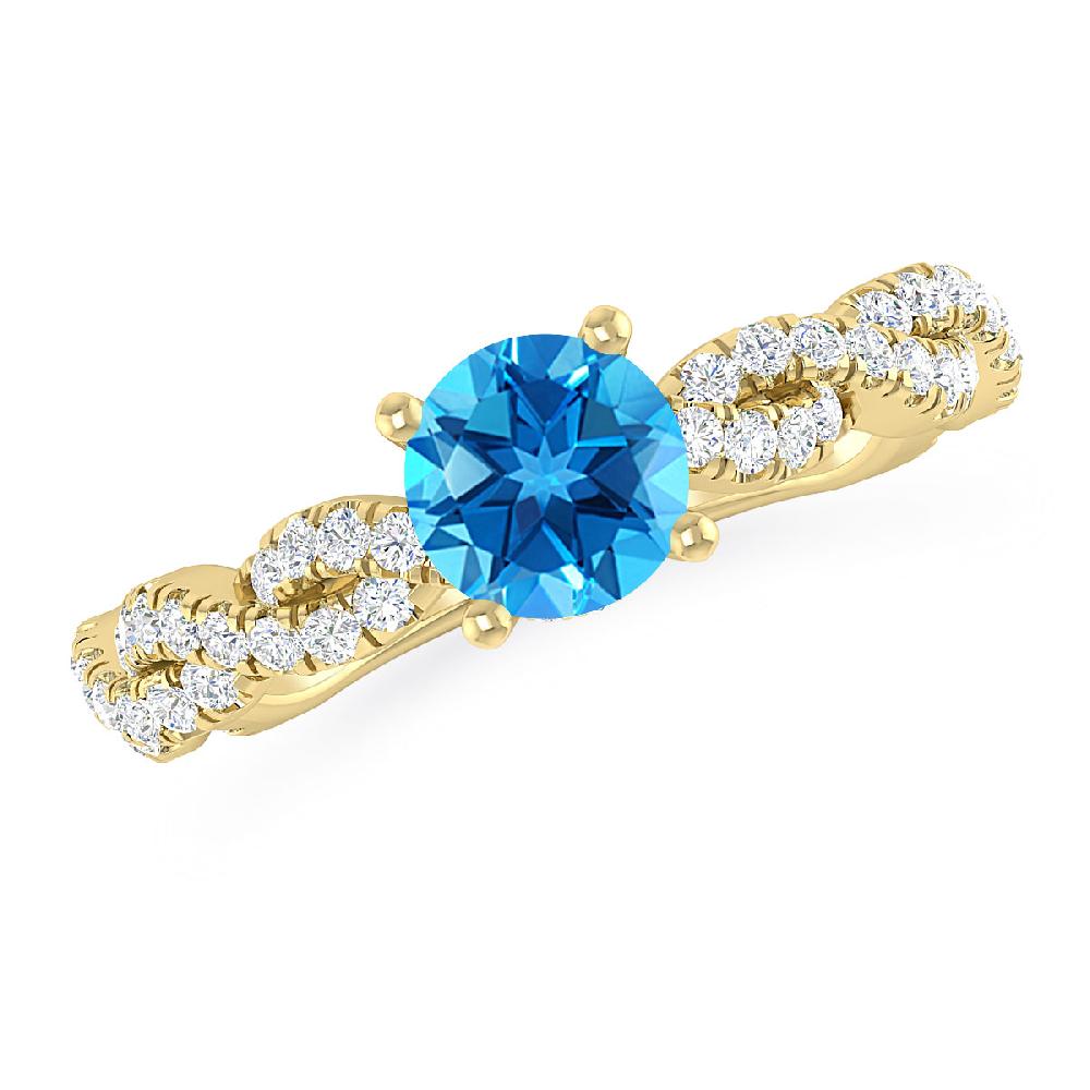 Yellow Gold - Blue Topaz