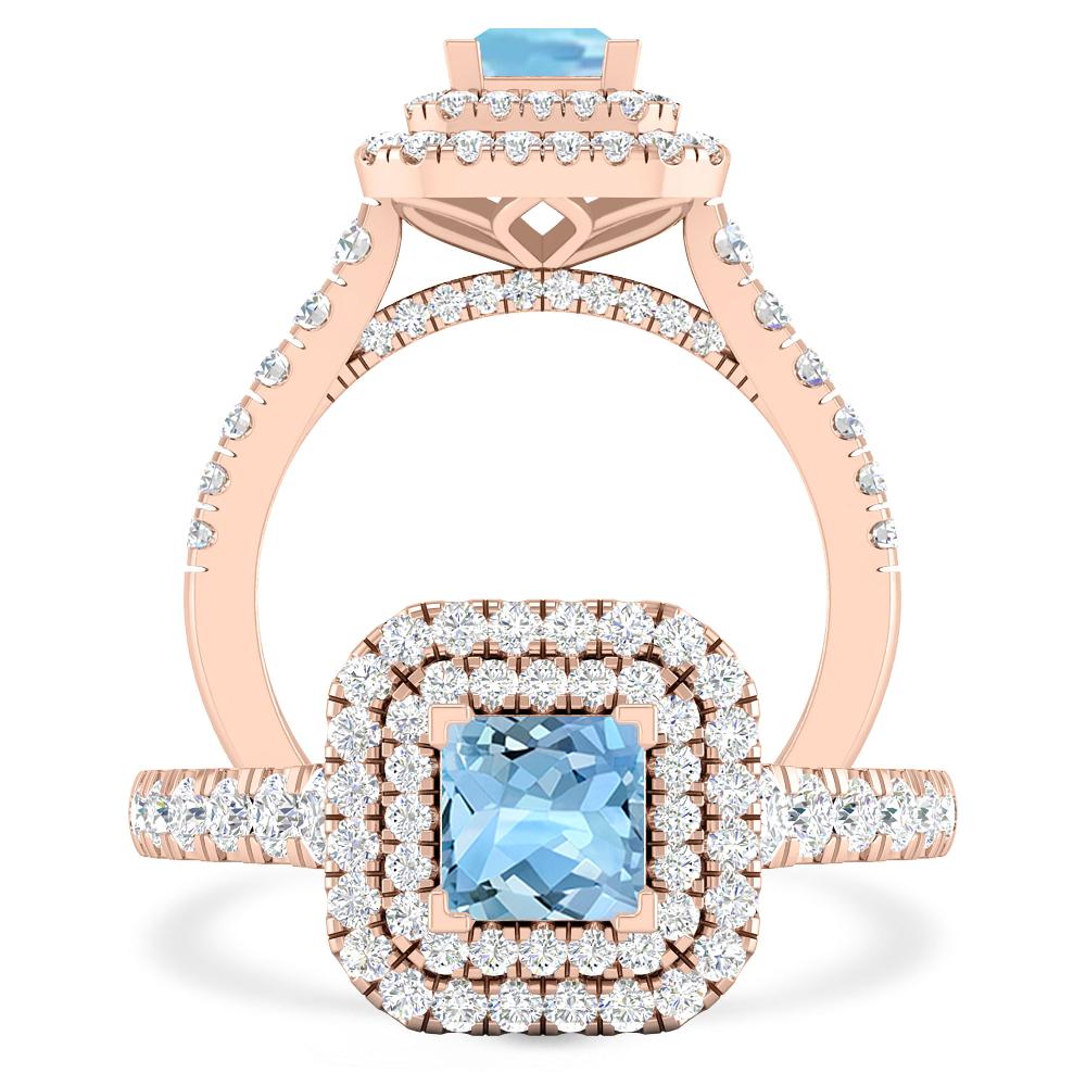 Rose Gold - Aquamarine