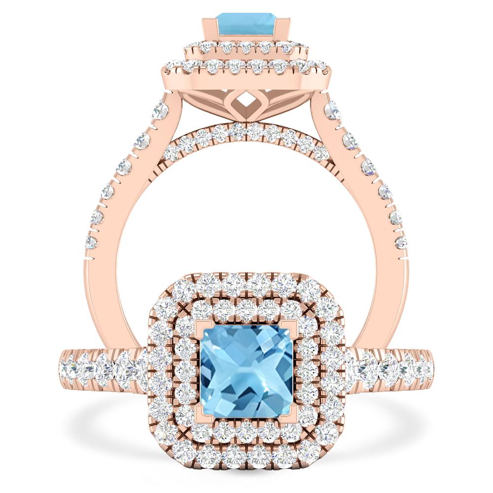 Rose Gold - Blue Topaz