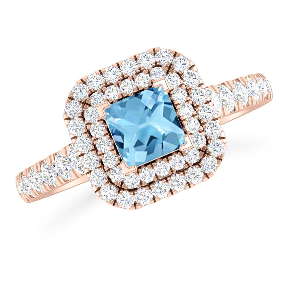 Rose Gold - Blue Topaz