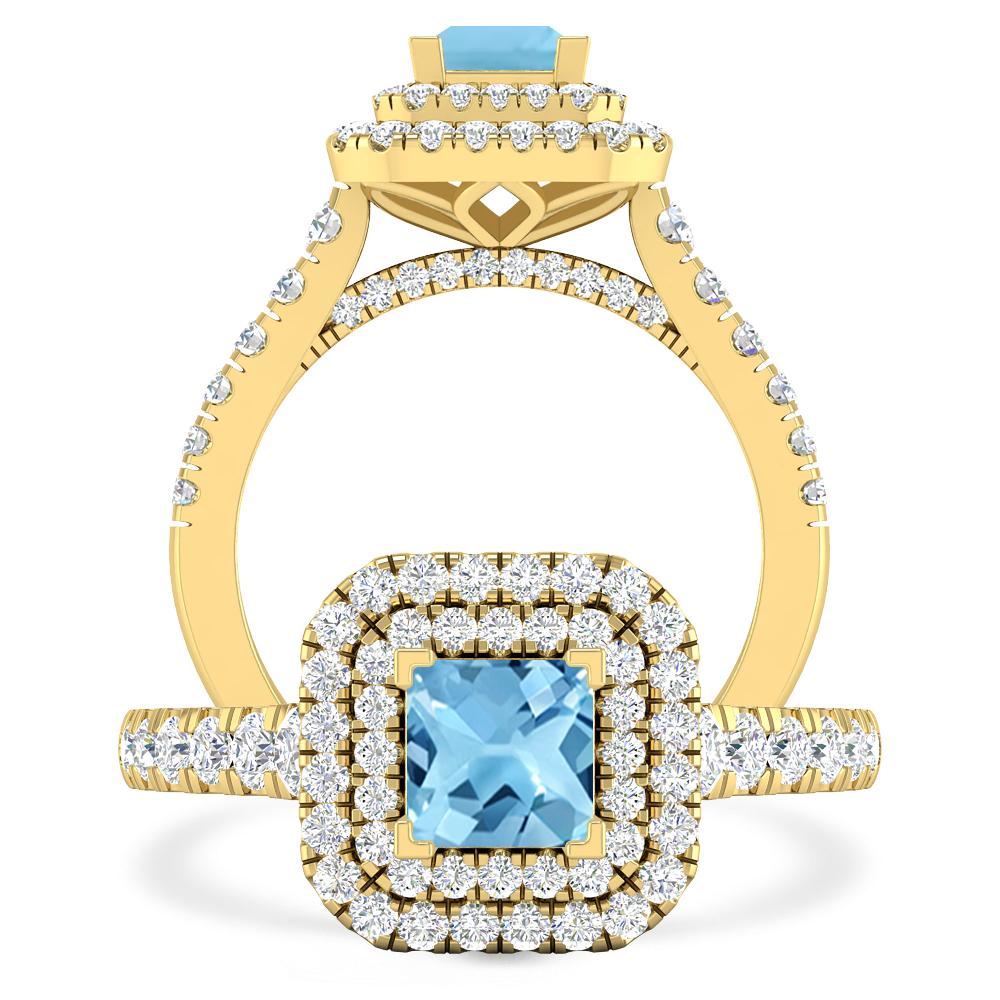 Yellow Gold - Blue Topaz