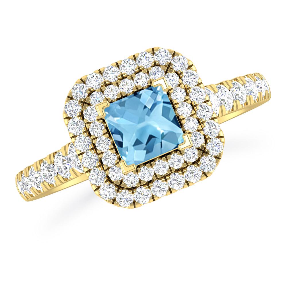 Yellow Gold - Blue Topaz