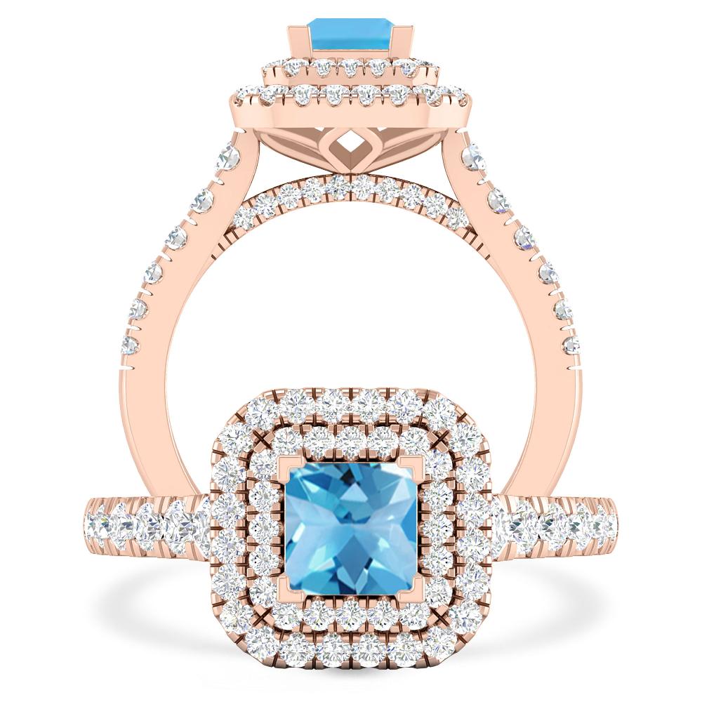 Rose Gold - Blue Topaz