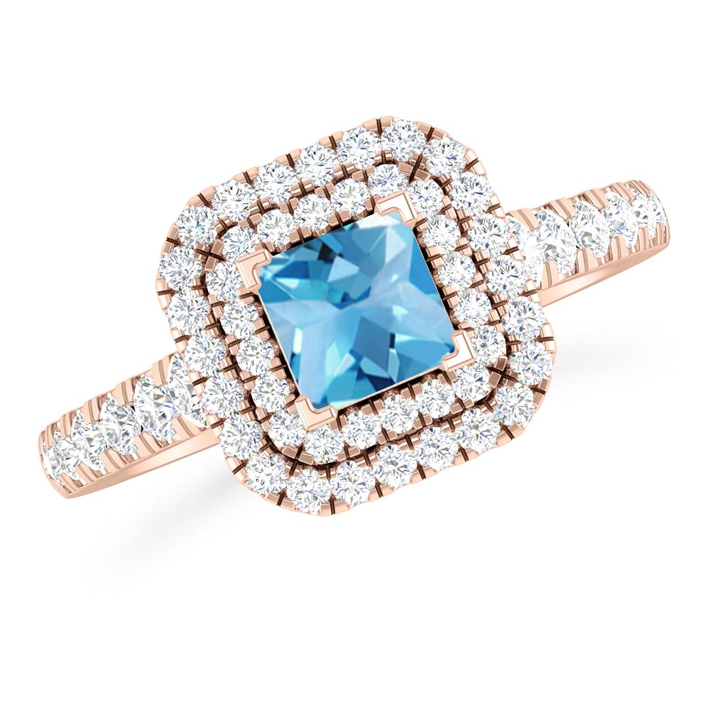 Rose Gold - Blue Topaz