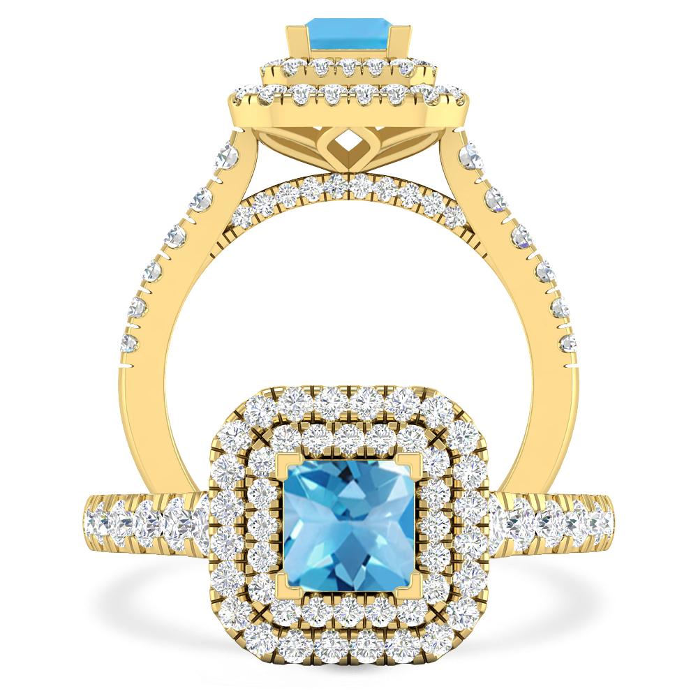 Yellow Gold - Blue Topaz