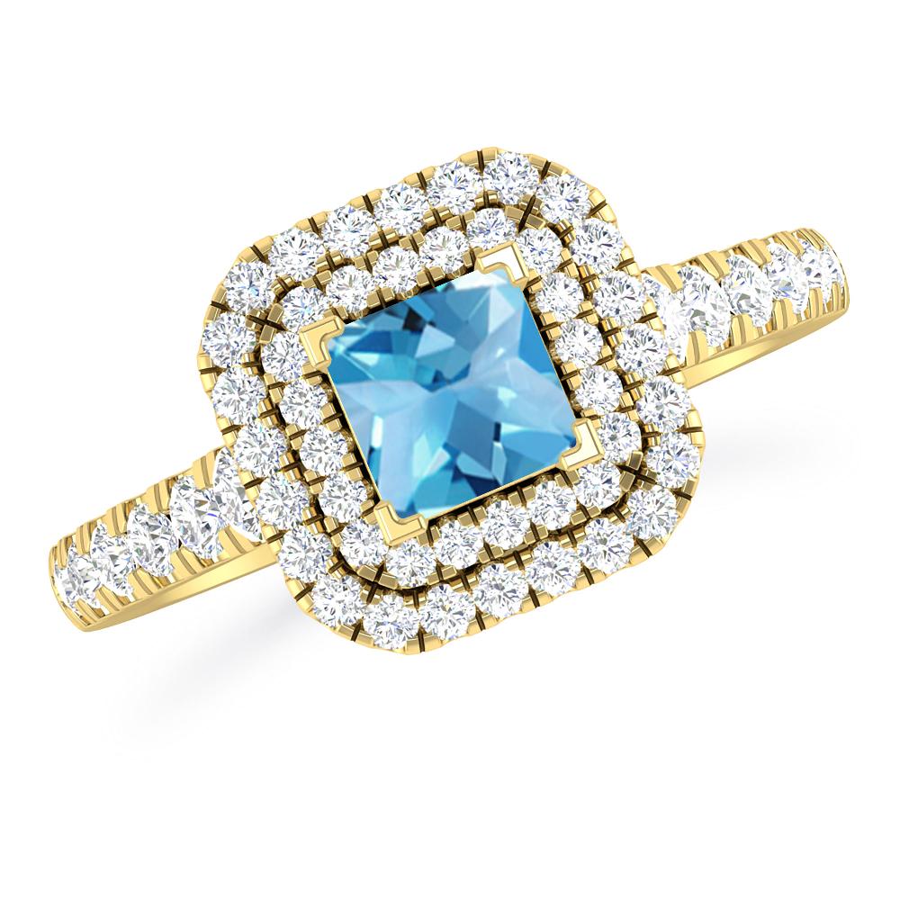 Yellow Gold - Blue Topaz