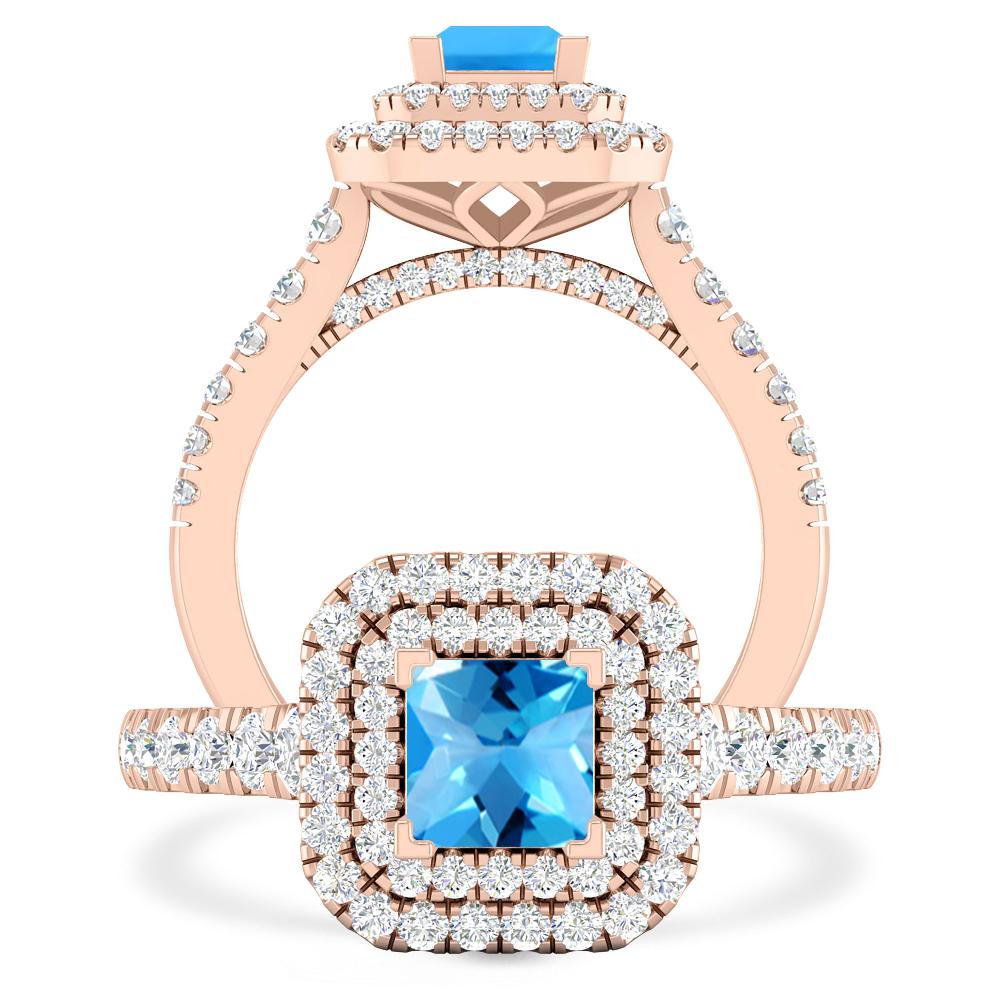 Rose Gold - Blue Topaz