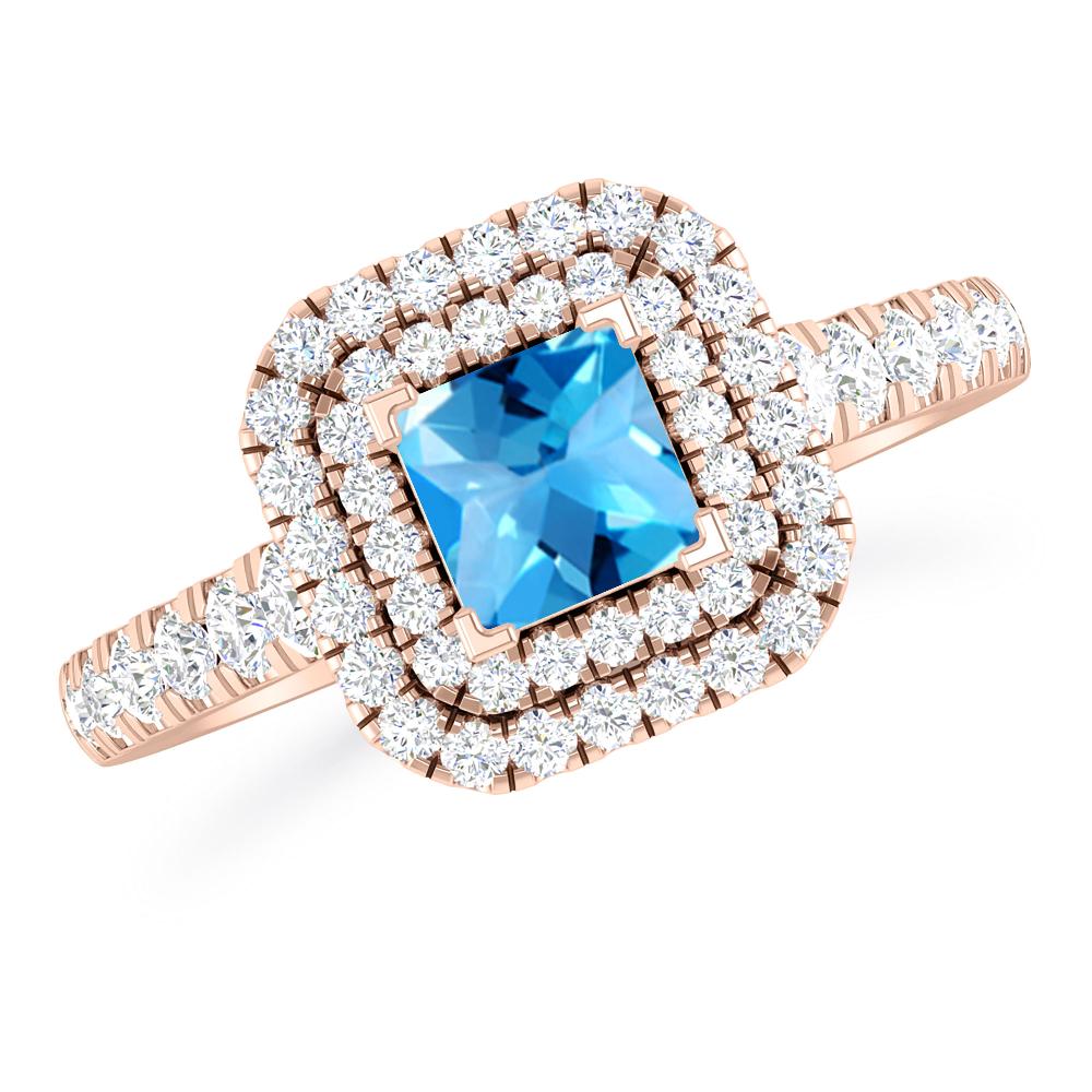 Rose Gold - Blue Topaz