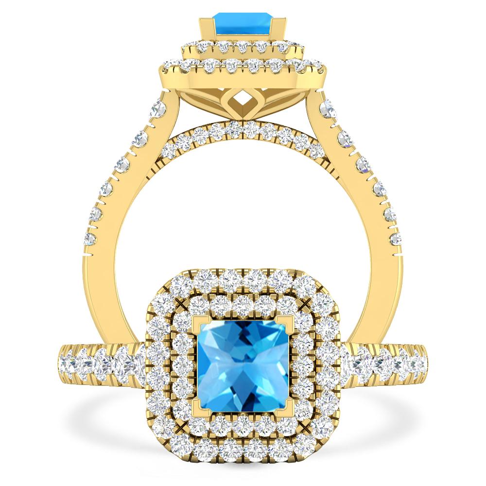 Yellow Gold - Blue Topaz