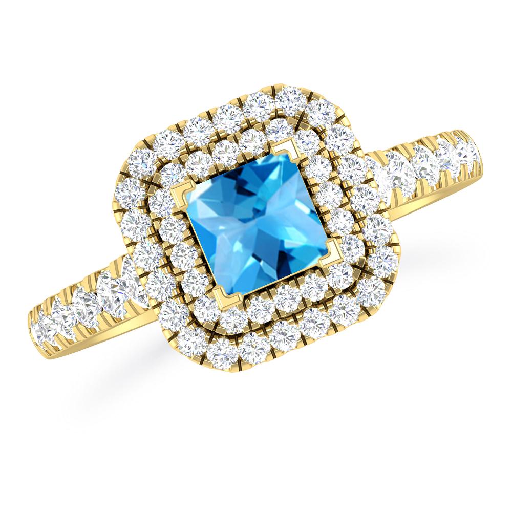 Yellow Gold - Blue Topaz