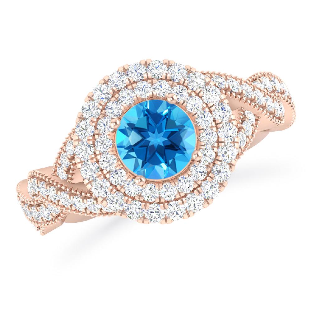 Rose Gold - Blue Topaz