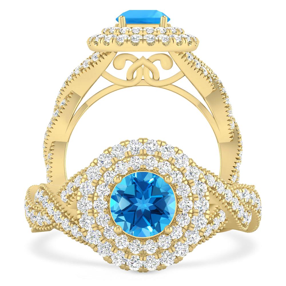 Yellow Gold - Blue Topaz