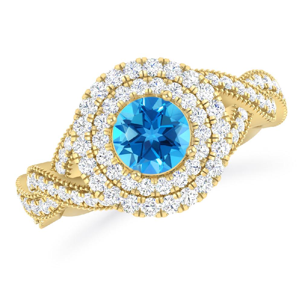 Yellow Gold - Blue Topaz